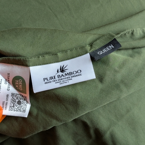 Pure Bamboo Green Queen Fitted Sheets & Flat Sheets Flowy Cooling Breathable - Picture 12 of 13